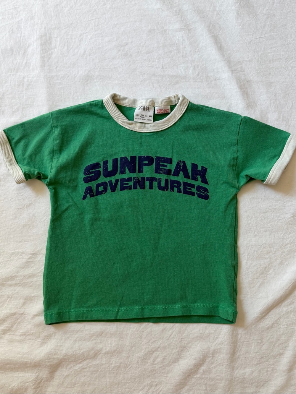 ZARA Kids Sunpeak Adventures Green Ringer T-Shirt 18-24M